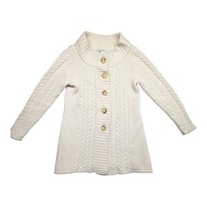 Banana Republic Extra Fine Merino Wool Cable Knit Longline Cardigan Ivory XL